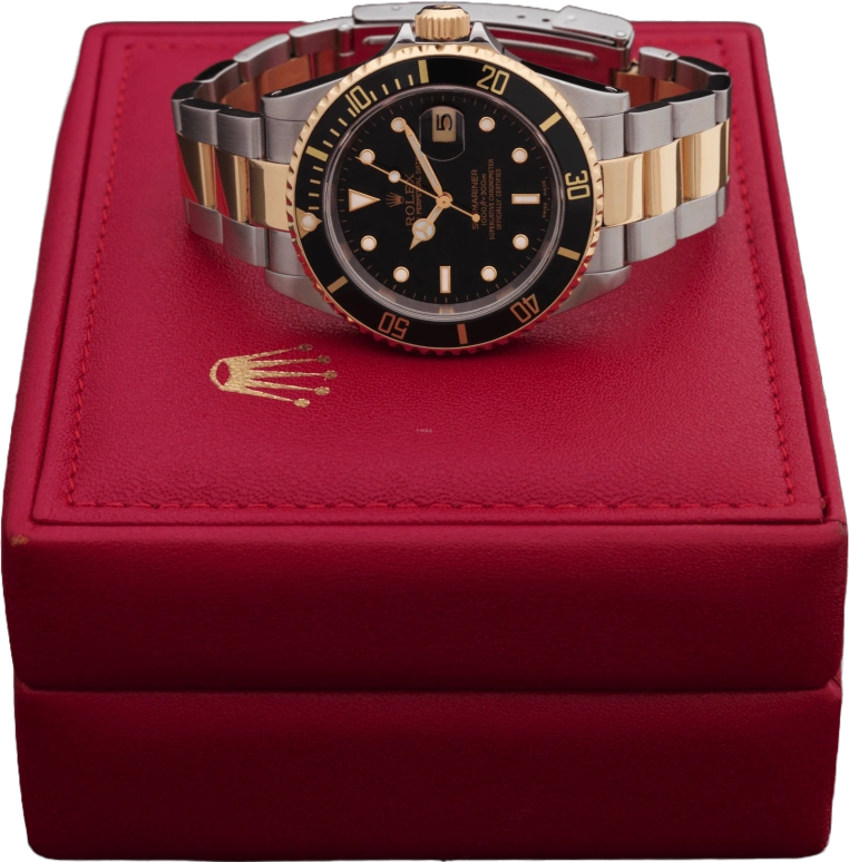 Rolex,Submariner 40mm,40mm,Yellow Gold,Oystersteel,Aluminum Oxide,Black,Automatic,Day,48hours,16613 BLACK SUPERLUMINOVA