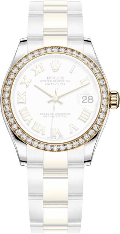 Rolex,Datejust 31 31mm,31mm,Yellow Gold,Stainless Steel,White,Automatic,Day,55hours,278383RBR,278383RBR-0001