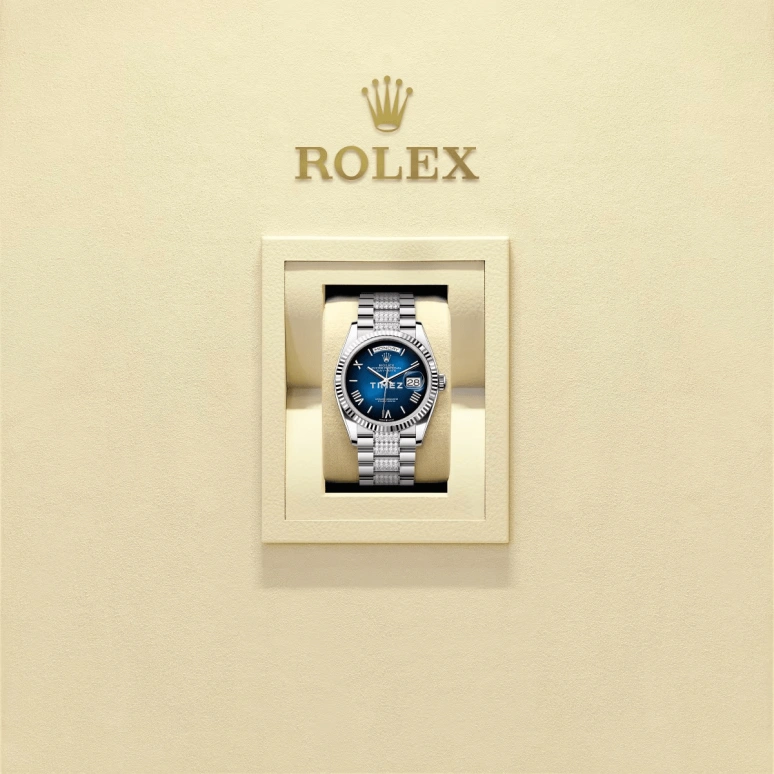 Rolex,Day-Date 36 36mm,36mm,White Gold,Blue,Automatic,Date,Day,128239,128239-0064