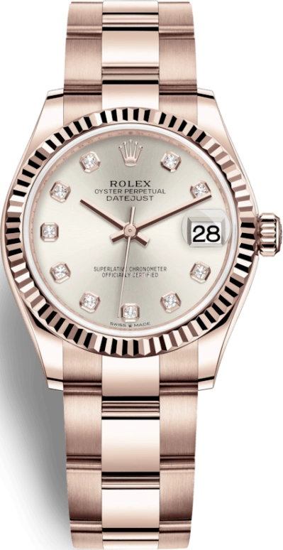 Rolex,Datejust 31 31mm,31mm,Rose Gold,Silver,Automatic,Day,55hours,278275,278275-0038