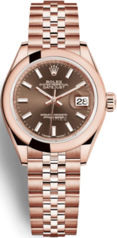 Rolex,Lady-Datejust 28mm,28mm,Rose Gold,Brown,Automatic,Day,55hours,279165,279165-0008