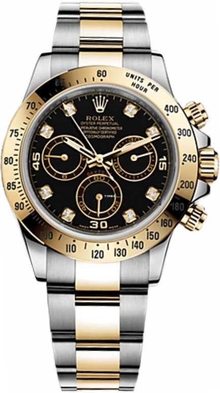 Rolex,Daytona 40mm,40mm,Yellow Gold,Oystersteel,Black,Automatic,Chronograph,72hours,116523,116523-0043