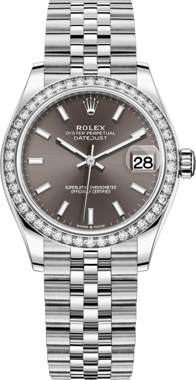 Rolex,Datejust 31 31mm,31mm,White Gold,Stainless Steel,Grey,Automatic,Day,55hours,278384RBR,278384RBR-0020