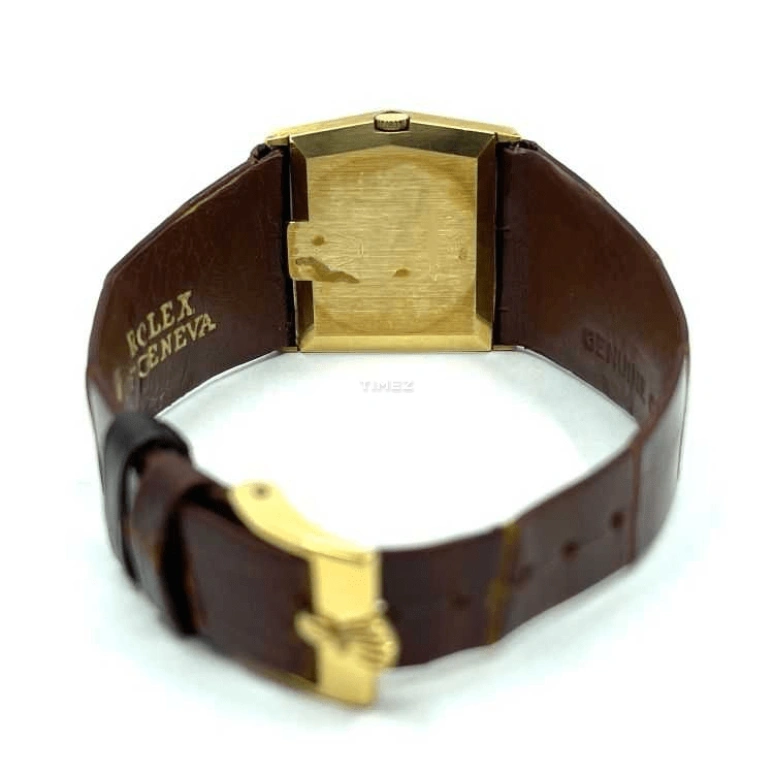 Rolex,Cellini 28mm,28mm,Yellow Gold,Brown,Handwound,Sapphire,Crystal Glass,Other,4017 YG