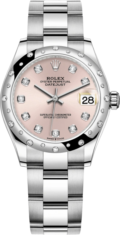 Rolex,Datejust 31 31mm,31mm,White Gold,Stainless Steel,Pink,Automatic,Day,55hours,278344RBR,278344RBR-0033