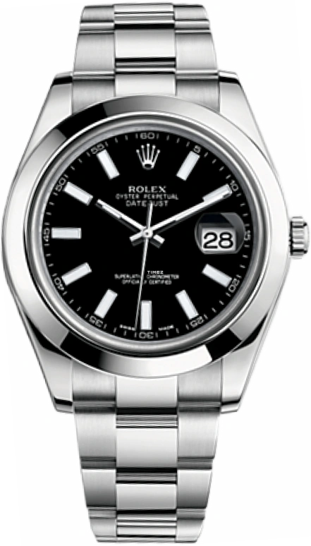 Rolex,Datejust II 41mm,41mm,Oystersteel,Black,Automatic,Day,48hours,116300,116300-0001