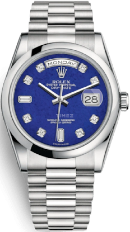 Rolex,Day-Date 36 36mm,36mm,Platinum,Blue,Automatic,Date,Day,118206,118206-0118