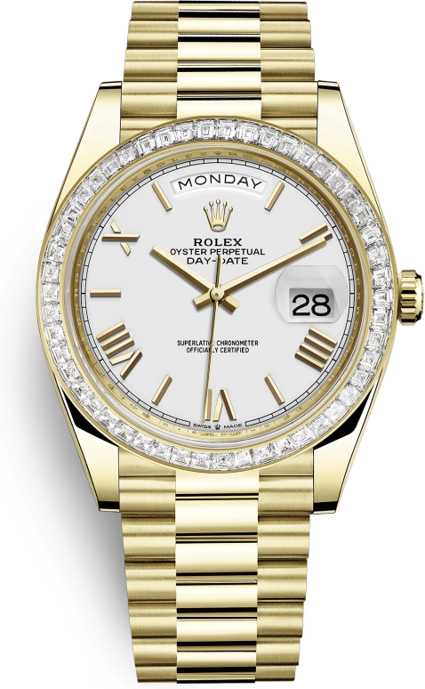 Rolex,Day-Date 40 40mm,40mm,Yellow Gold,Silver,Automatic,Date,Day,228398TBR,228398TBR-0033