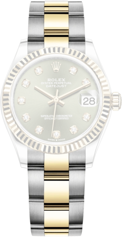Rolex,Datejust 31 31mm,31mm,Yellow Gold,Stainless Steel,Green,Automatic,Day,55hours,278273,278273-0029