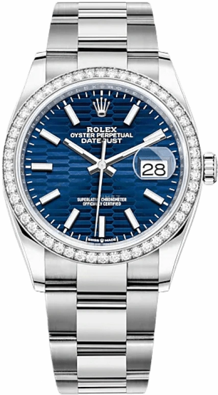 Rolex,Datejust 36 36mm,36mm,White Gold,Stainless Steel,Blue,Automatic,Day,70hours,126284RBR,126284RBR-0042