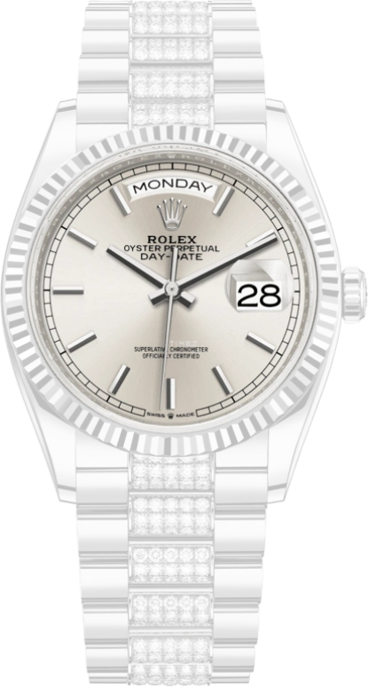 Rolex,Day-Date 36 36mm,36mm,White Gold,Silver,Automatic,Date,Day,128239,128239-0025