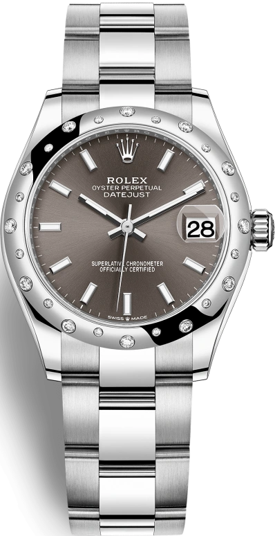 Rolex,Datejust 31 31mm,31mm,White Gold,Stainless Steel,Grey,Automatic,Day,55hours,278344RBR,278344RBR-0017
