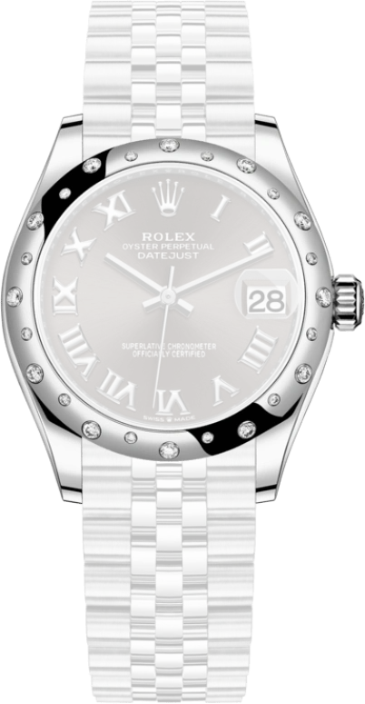 Rolex,Datejust 31 31mm,31mm,White Gold,Stainless Steel,Grey,Automatic,Day,55hours,278344RBR,278344RBR-0024