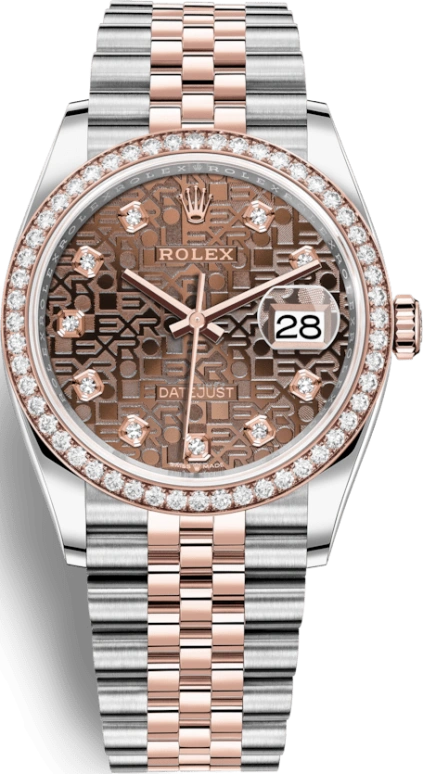 Rolex,Datejust 36 36mm,36mm,Rose Gold,Stainless Steel,Brown,Automatic,Day,70hours,126281RBR,126281RBR-0013