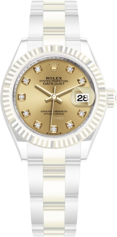 Rolex,Lady-Datejust 28mm,28mm,Yellow Gold,Stainless Steel,Champagne,Automatic,Day,55hours,279173,279173-0012
