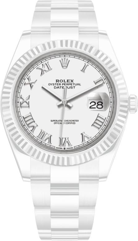 Rolex,Datejust 41 41mm,41mm,White Gold,Stainless Steel,White,Automatic,Day,70hours,126334,126334-0023