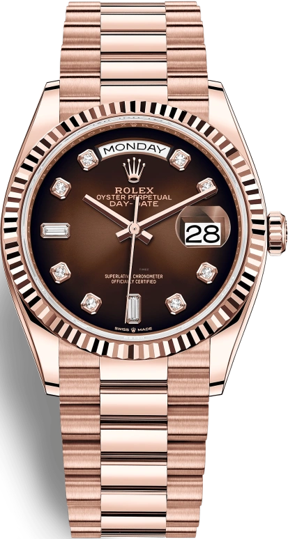 Rolex,Day-Date 36 36mm,36mm,Rose Gold,Brown,Automatic,Date,Day,128235,128235-0037