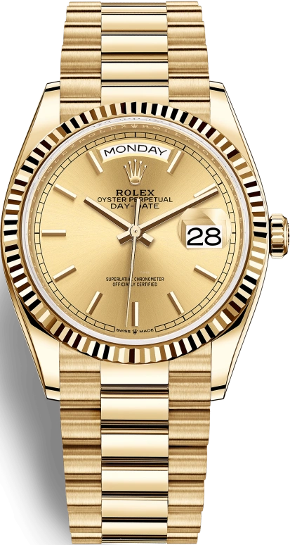 Rolex,Day-Date 36 36mm,36mm,Yellow Gold,Champagne,Automatic,Date,Day,128238,128238-0045