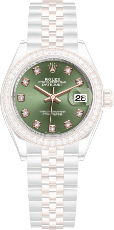 Rolex,Lady-Datejust 28mm,28mm,Everose Gold,Oystersteel,Green,Automatic,Day,55hours,279381RBR,279381RBR-0007
