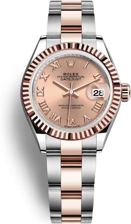 Rolex,Lady-Datejust 28mm,28mm,Rose Gold,Stainless Steel,Pink,Rose Gold,Automatic,Day,55hours,279171,279171-0026