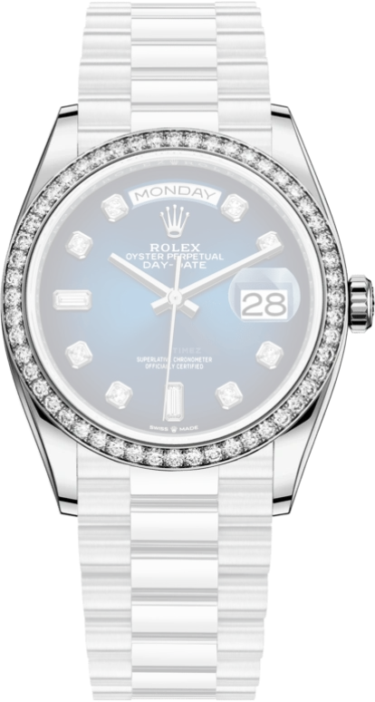 Rolex,Day-Date 36 36mm,36mm,White Gold,Blue,Automatic,Date,Day,128349RBR,128349RBR-0010