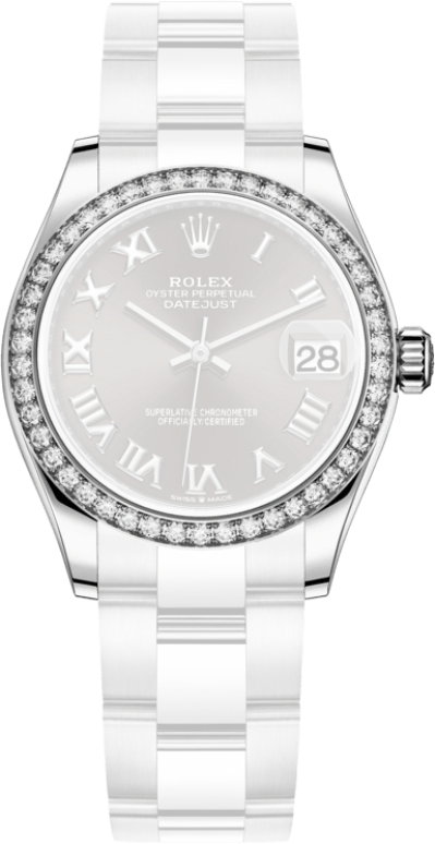 Rolex,Datejust 31 31mm,31mm,White Gold,Stainless Steel,Grey,Automatic,Day,55hours,278384RBR,278384RBR-0025