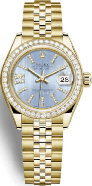 Rolex,Lady-Datejust 28mm,28mm,Yellow Gold,Blue,Automatic,Day,55hours,279138RBR,279138RBR-0009