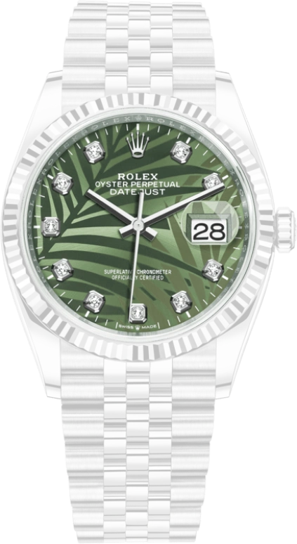 Rolex,Datejust 36 36mm,36mm,White Gold,Oystersteel,Green,Automatic,Day,70hours,126234,126234-0055