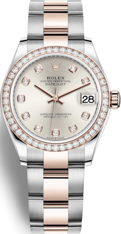 Rolex,Datejust 31 31mm,31mm,Rose Gold,Stainless Steel,Silver,Automatic,Day,55hours,278381RBR,278381RBR-0015