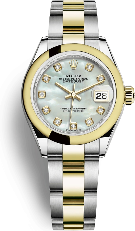 Rolex,Lady-Datejust 28mm,28mm,Oystersteel,Yellow Gold,White,Automatic,Day,55hours,279163,279163-0014