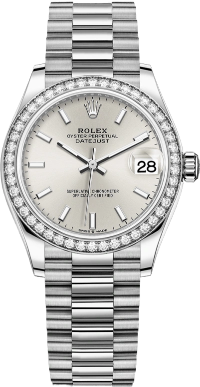 Rolex,Datejust 31 31mm,31mm,White Gold,Silver,Automatic,Day,55hours,278289RBR,278289RBR-0012