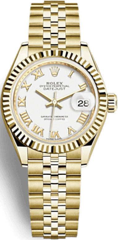 Rolex,Lady-Datejust 28mm,28mm,Yellow Gold,White,Automatic,Day,55hours,279178,279178-0030