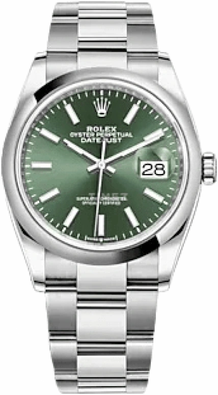 Rolex,Datejust 36 36mm,36mm,Oystersteel,Green,Automatic,Day,70hours,126200,126200-0024