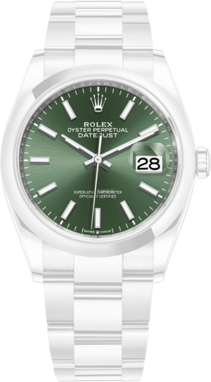 Rolex,Datejust 36 36mm,36mm,Oystersteel,Green,Automatic,Day,70hours,126200,126200-0024