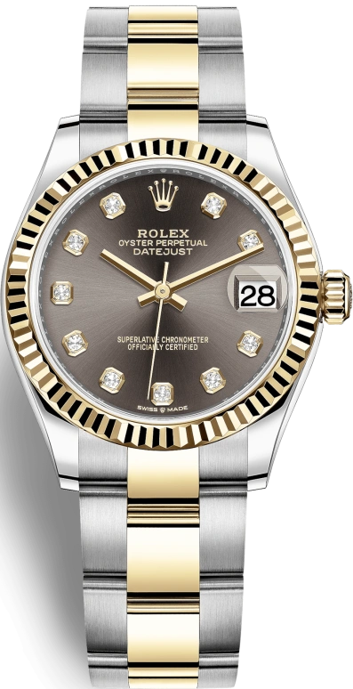 Rolex,Datejust 31 31mm,31mm,Yellow Gold,Stainless Steel,Grey,Automatic,Day,55hours,278273,278273-0021