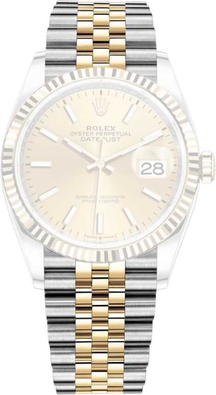 Rolex,Datejust 36 36mm,36mm,Yellow Gold,Stainless Steel,Champagne,Automatic,Day,70hours,126233,126233-0015