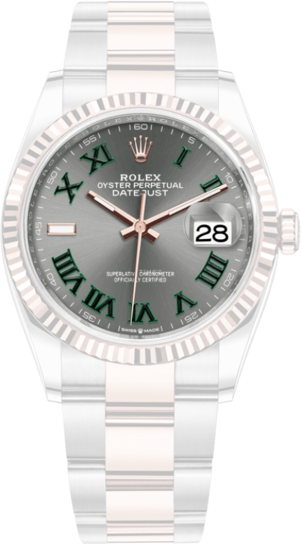 Rolex,Datejust 36 36mm,36mm,Everose Gold,Oystersteel,Grey,Automatic,Day,70hours,126231,126231-0030