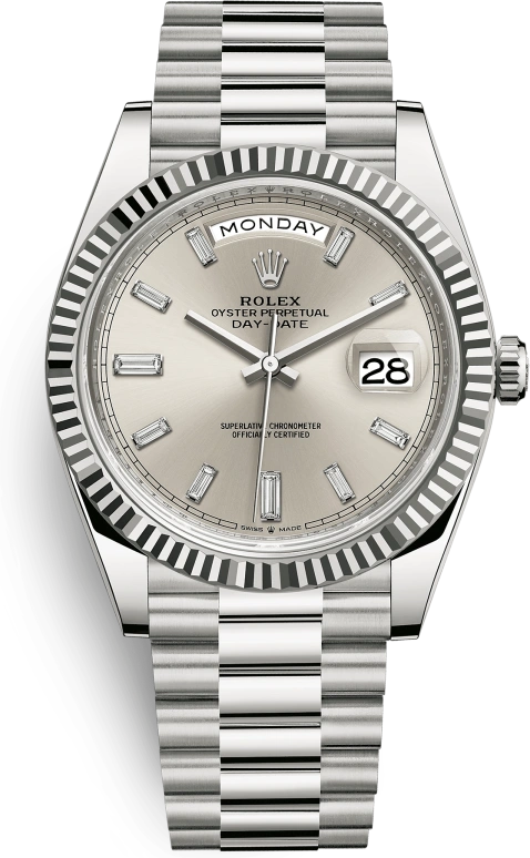 Rolex,Day-Date 40 40mm,40mm,White Gold,Silver,Automatic,Date,Day,228239,228239-0003