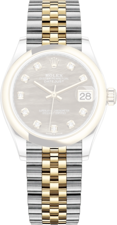Rolex,Datejust 31 31mm,31mm,Yellow Gold,Stainless Steel,Black,Automatic,Day,55hours,278243,278243-0024