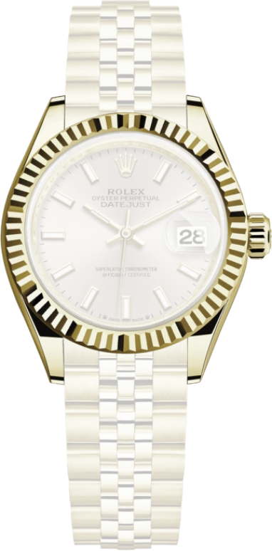 Rolex,Lady-Datejust 28mm,28mm,Yellow Gold,Silver,Automatic,Day,55hours,279178,279178-0006