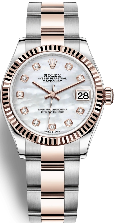 Rolex,Datejust 31 31mm,31mm,Rose Gold,Stainless Steel,White,Automatic,Day,55hours,278271,278271-0025