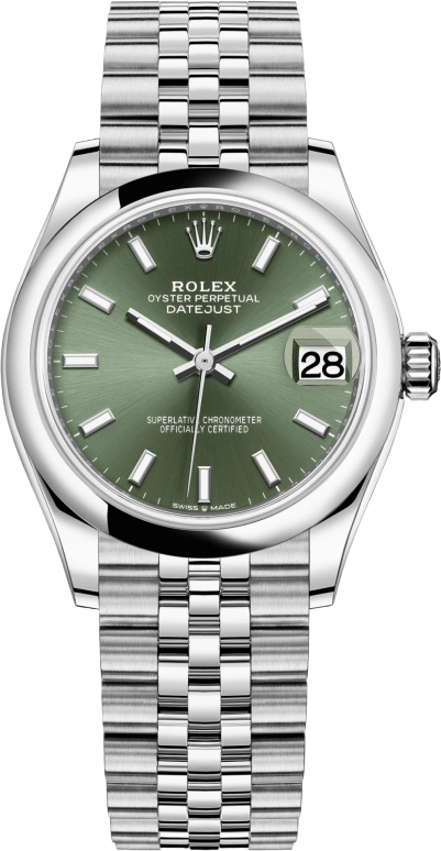 Rolex,Datejust 31 31mm,31mm,Stainless Steel,Green,Automatic,Day,55hours,278240,278240-0012