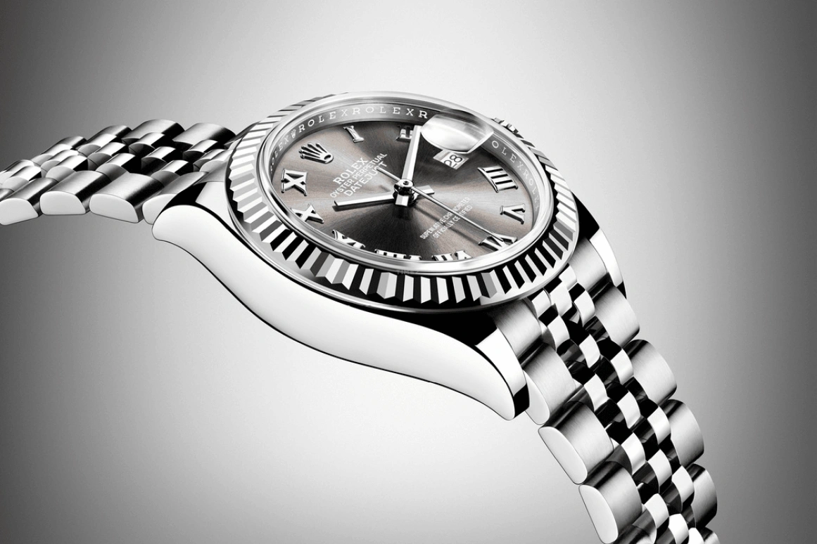 Rolex,Lady-Datejust 28mm,28mm,White Gold,Stainless Steel,Grey,Automatic,Day,55hours,279174,279174-0013