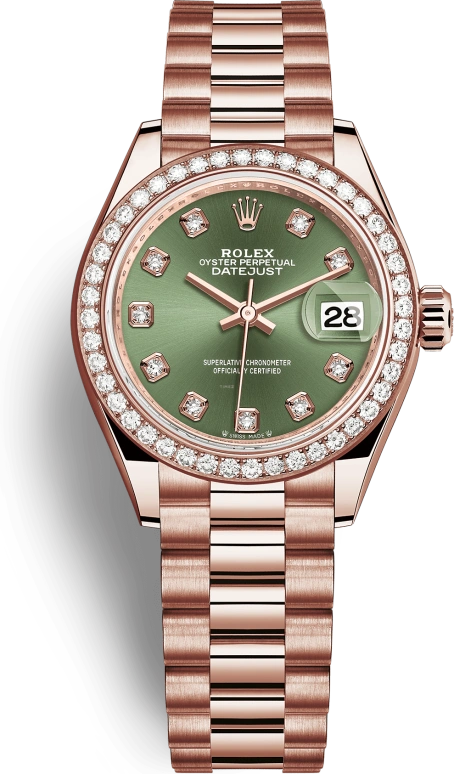 Rolex,Lady-Datejust 28mm,28mm,Everose Gold,Green,Automatic,Day,55hours,279135RBR,279135RBR-0014