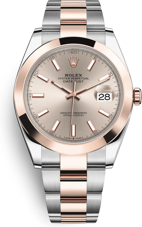 Rolex,Datejust 41 41mm,41mm,Rose Gold,Stainless Steel,Pink,Automatic,Day,70hours,126301,126301-0009