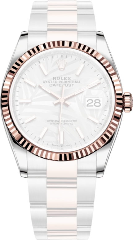 Rolex,Datejust 36 36mm,36mm,Rose Gold,Stainless Steel,Silver,Automatic,Day,70hours,126231,126231-0032
