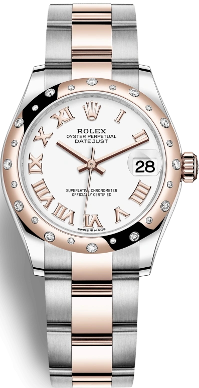 Rolex,Datejust 31 31mm,31mm,Rose Gold,Stainless Steel,White,Automatic,Day,55hours,278341RBR,278341RBR-0001