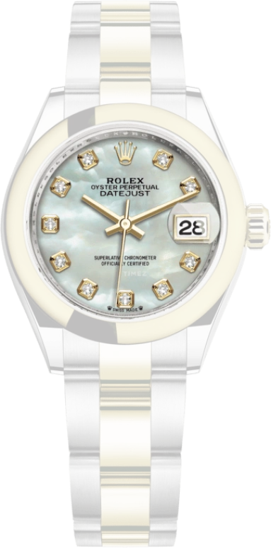 Rolex,Lady-Datejust 28mm,28mm,Oystersteel,Yellow Gold,White,Automatic,Day,55hours,279163,279163-0014