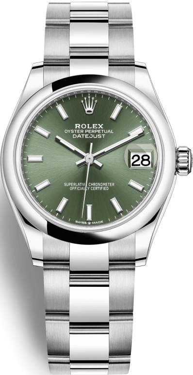 Rolex,Datejust 31 31mm,31mm,Stainless Steel,Green,Automatic,Day,55hours,278240,278240-0011