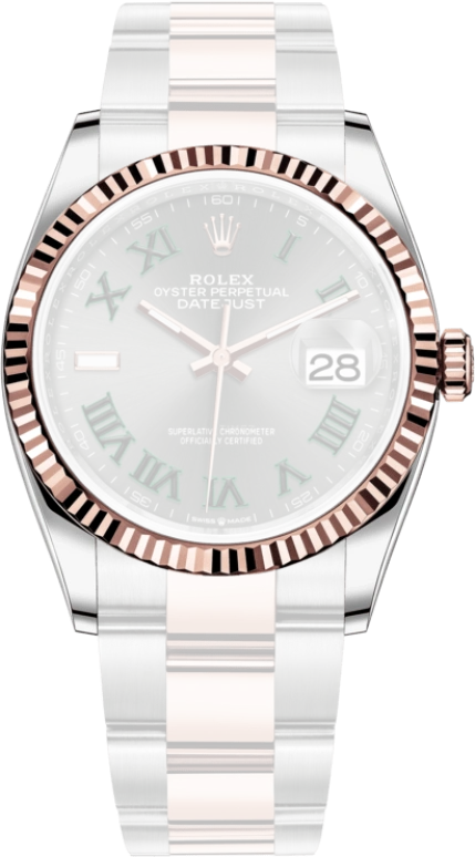 Rolex,Datejust 36 36mm,36mm,Everose Gold,Oystersteel,Grey,Automatic,Day,70hours,126231,126231-0030